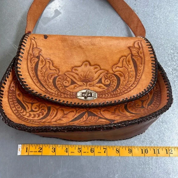 Vintage tooled leather bag - Picture 6 of 8
